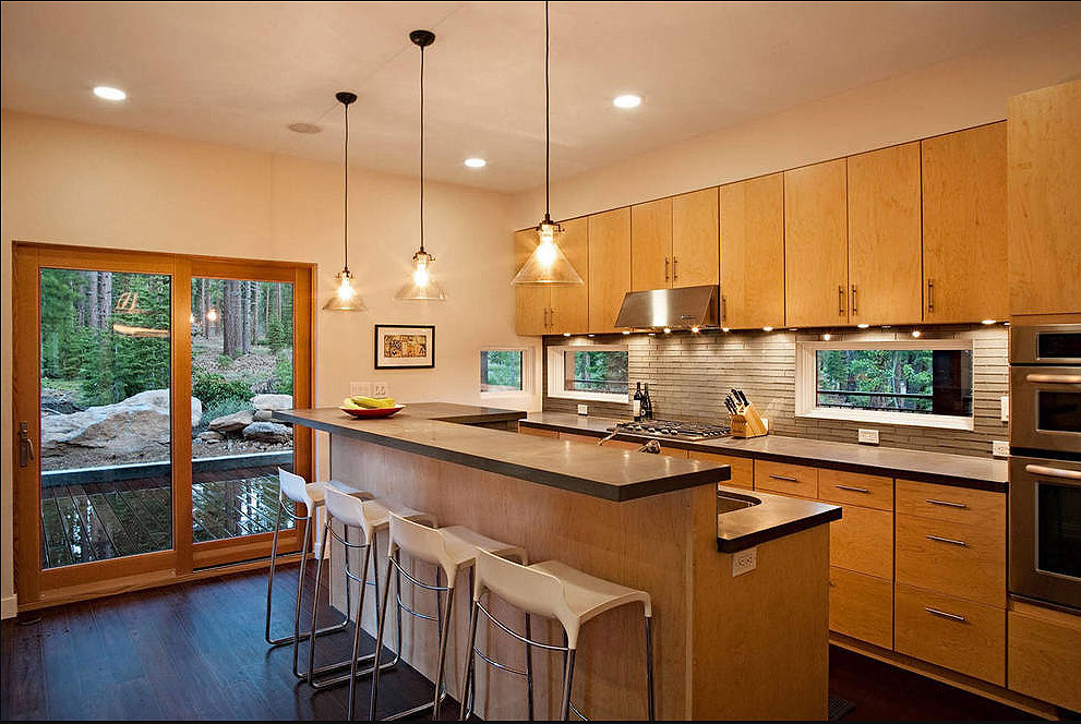 Gray Quartz Kitchen Countertops White Stone Surface Light Wood Cabinets 