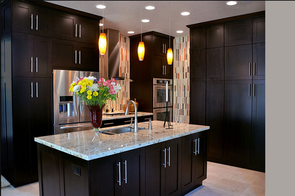 gold granite tops dark shaker cabinets mosaic floor granite slabs country bold splendor styles brighter exp suitable explore