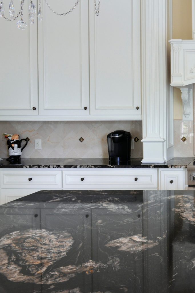 Enviable Black Granite Countertops With White Cabinets