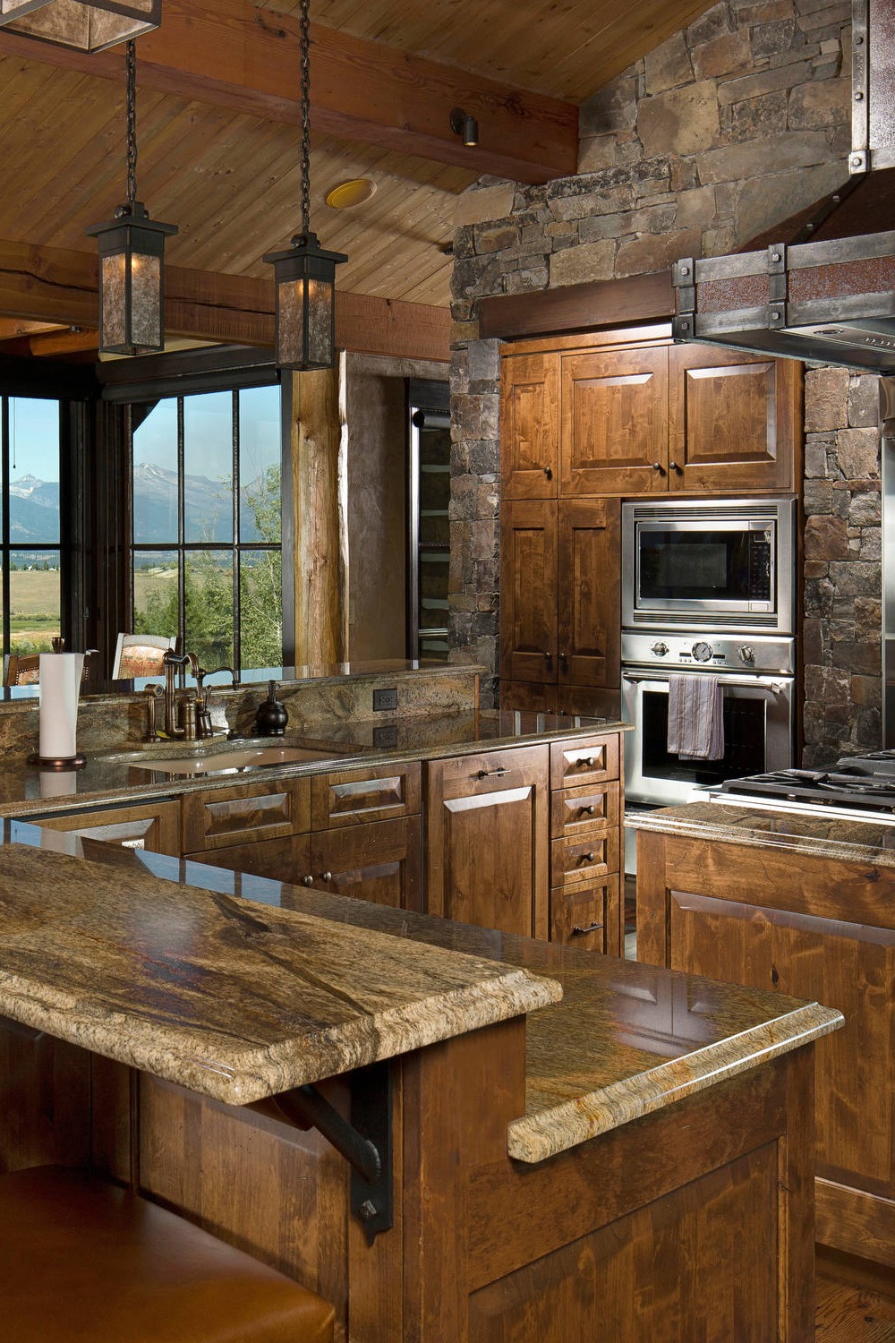 Modern Dark Wood & Granite Kitchen