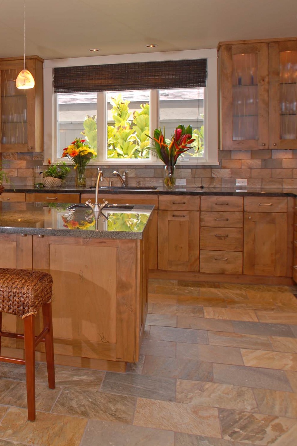 Tropical Brown Shaker Dark Cabinet Autumn Style Floor Tile Multi Color Backsplash