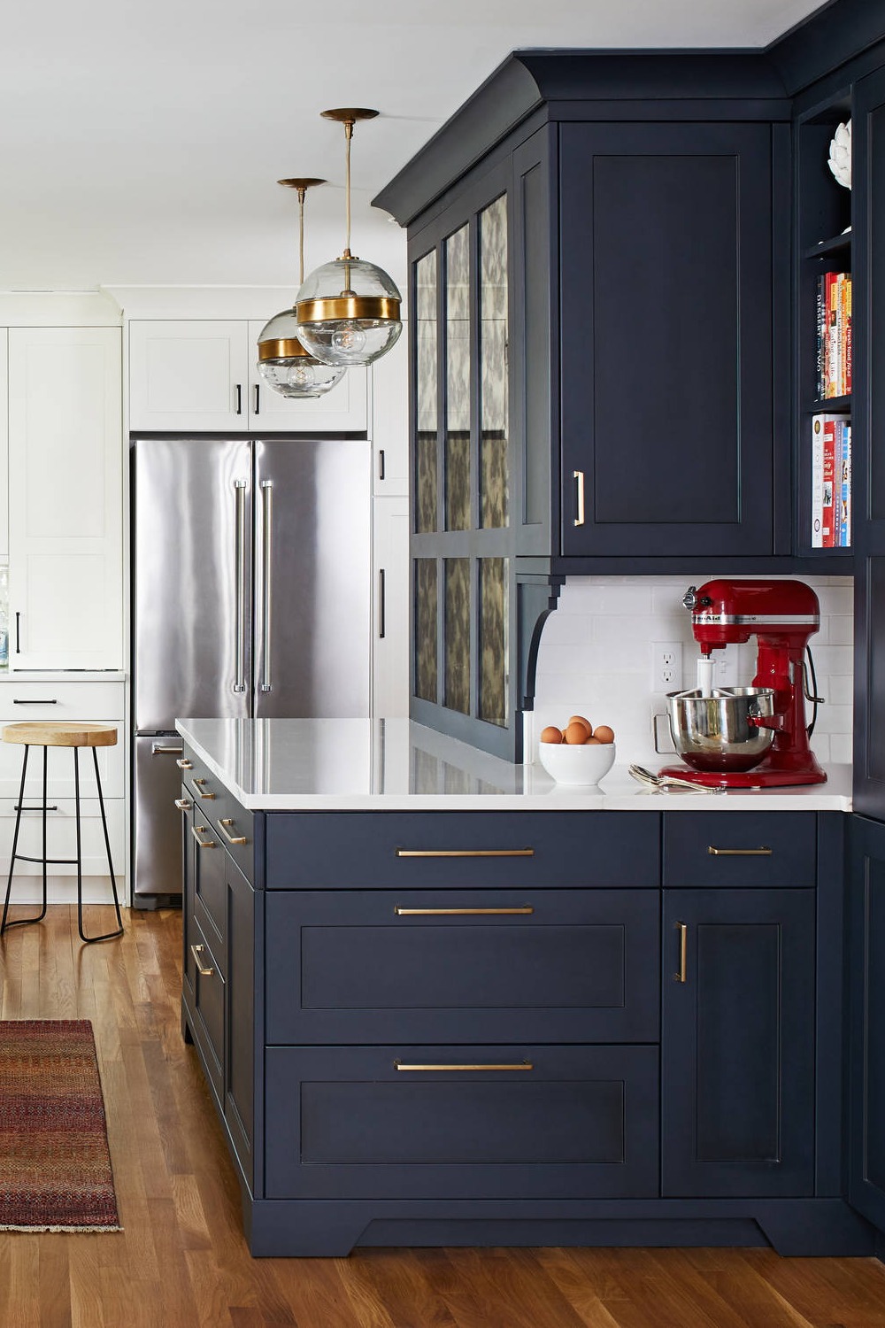Blue Kitchen Cabinets With White Countertops / Blue Cabinets Add a POP