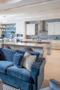 Modern Beach Style House Coastal Kitchen Design Ideas Small Beachy Kitchens Cream Flooring Blue Backsplash