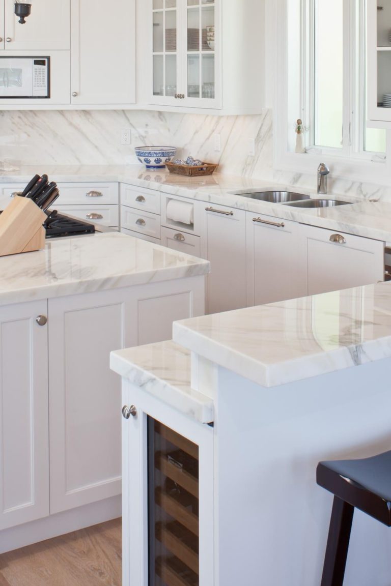 46+ White Marble Kitchen Countertops Design Ideas