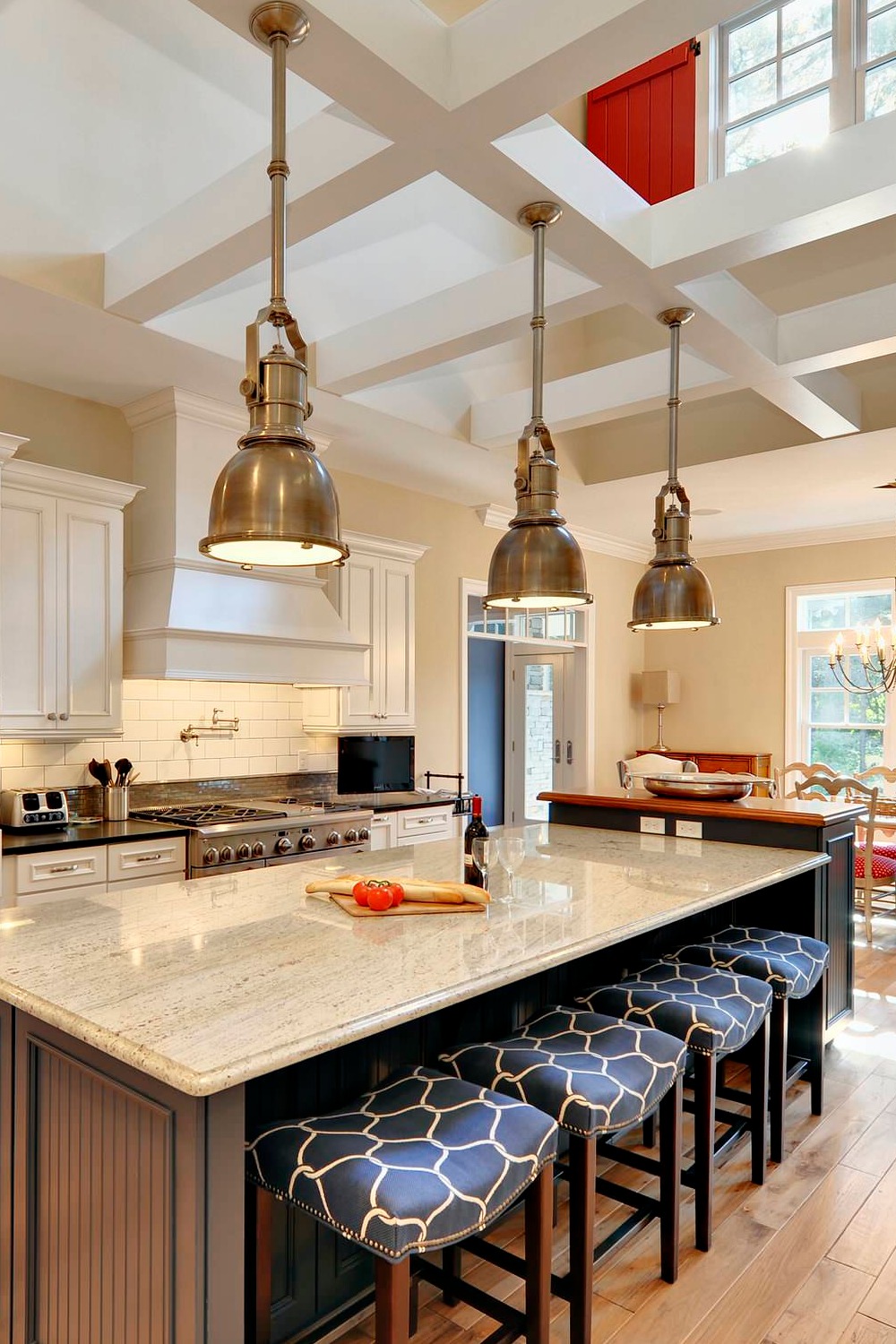 White Coffered Ceiling Ideas Dining Room Custom Coffers Subway Tiles Stunning Ceilings Granite Countertops
