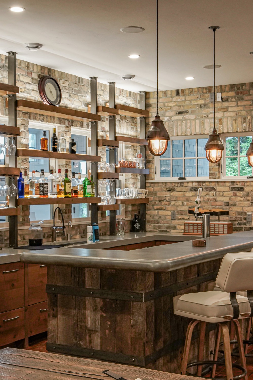 Basement Bar Designs Wet Wall Space Wood Cabinets Lighting Style Wine Custom Stone Countertop Room