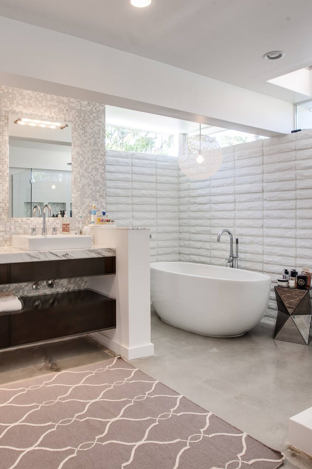 Bathroom Design Modern Bathroom White Walls Floating Bathroom Vessel Sink Double Sink Vanity Ideas