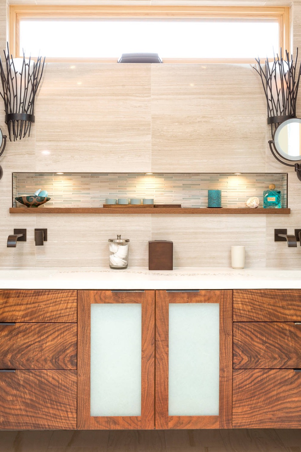 Bathroom Backsplash Ideas Wall Vanity Modern Wood Marble Countertop Behind Ceramic Material Space Sinks