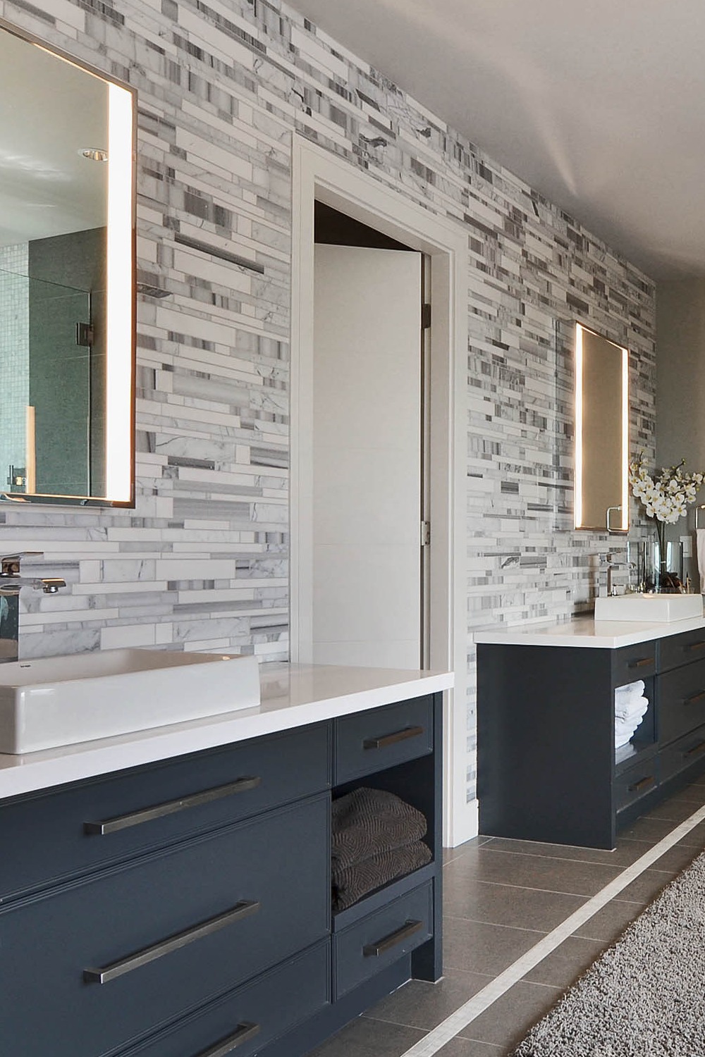 Bathroom Backsplash Room Shower Neutral Rustic Statement Visual Shade Create Traditional Matches Bold Backsplashes