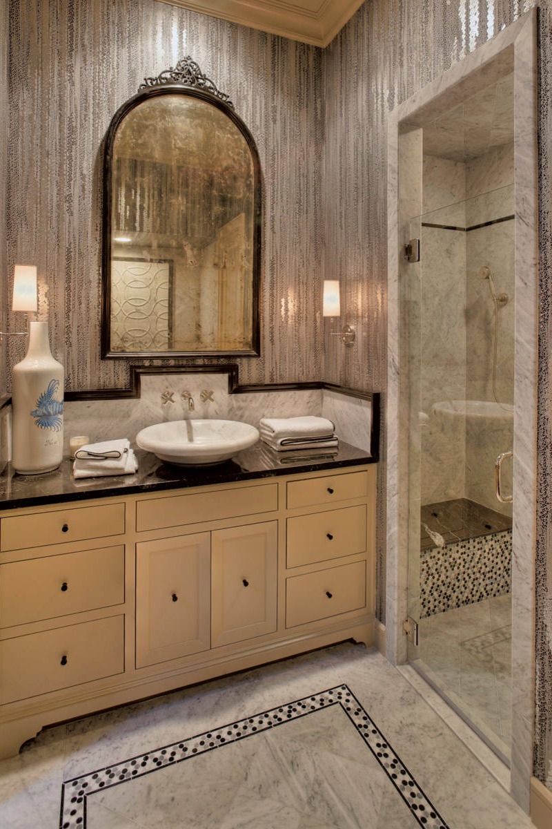 Bathroom Backsplash Wall Round Vessel Sink Shower Traditional Classic Ceiling Create