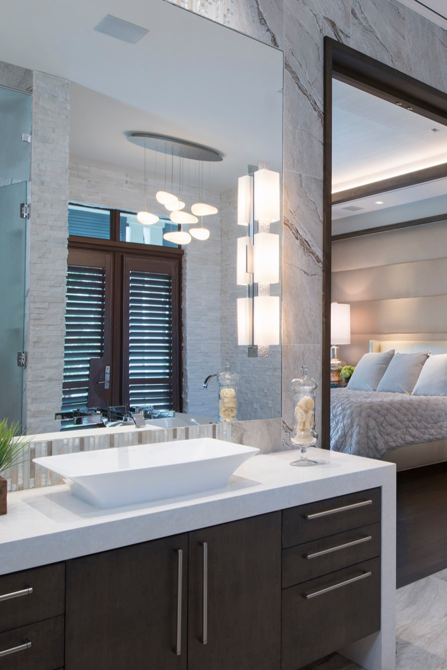 Materials Pattern Bathroom Backsplash Ideas Waterfall Edge Mirror Glass White Countertops Vanity Wall Tiles