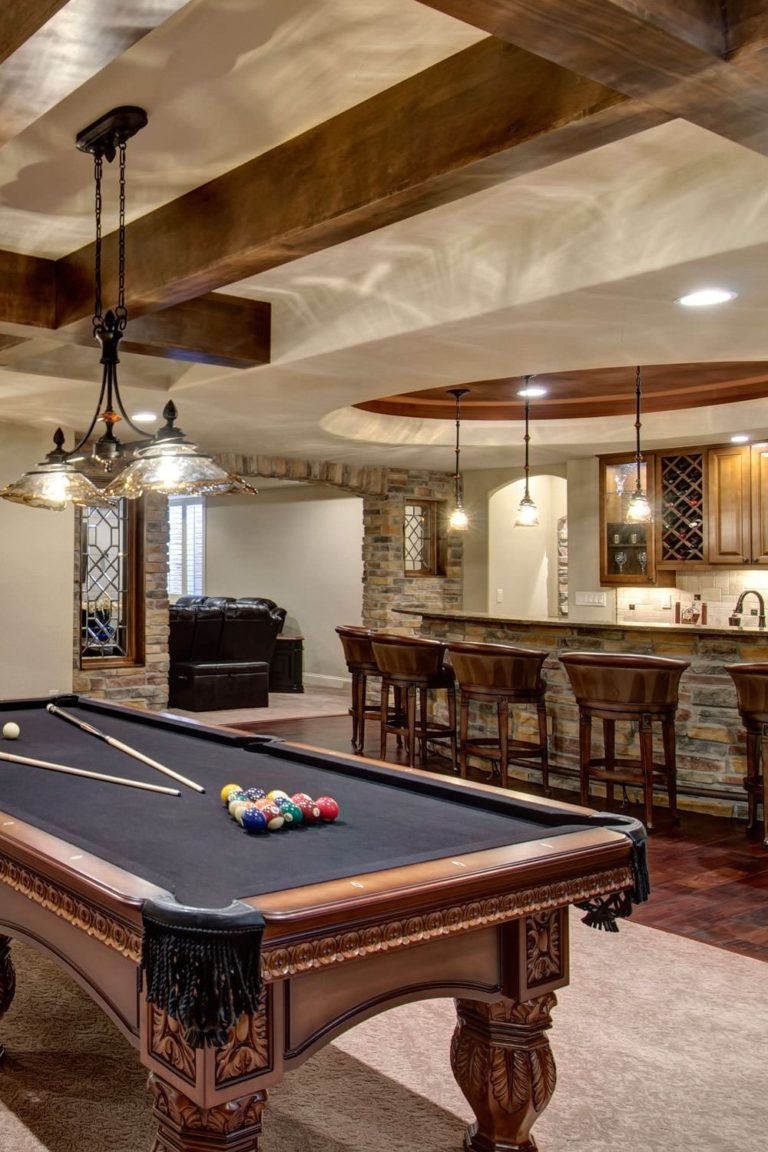 32+ Cool Basement Pool Table Ideas (Billiards & Games)