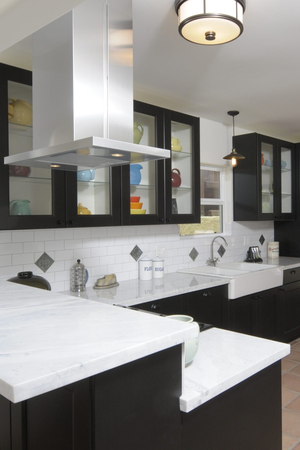 Dark Brown Kitchen Cabinet Ideas Grey Walls Flat Panel Cabinets Space Countertops