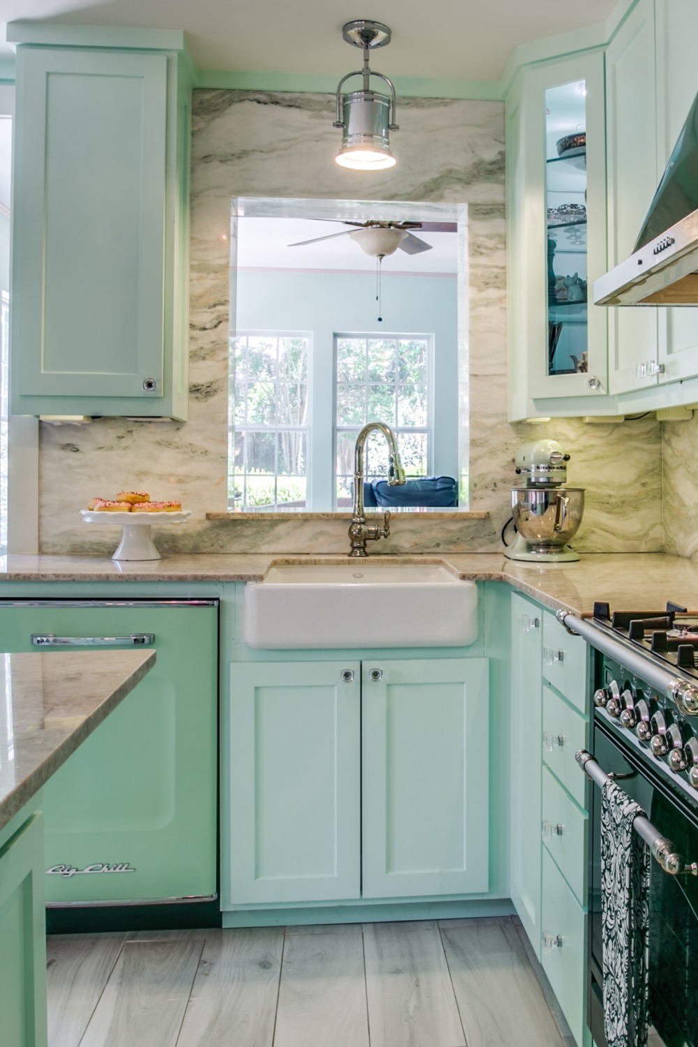 Green Cabinets Eclectic Design Turning Cool Looking Wine Traditional Kitchen Full Height Backsplash Neutral Palette