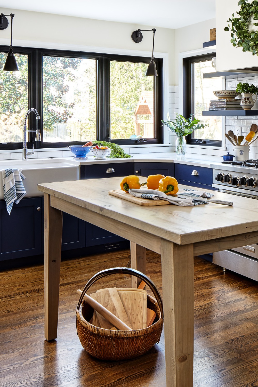 Dining Table Small Kitchen Ideas Farm Sink Blue Cabinets White Subway Tiles Kitchen With Window