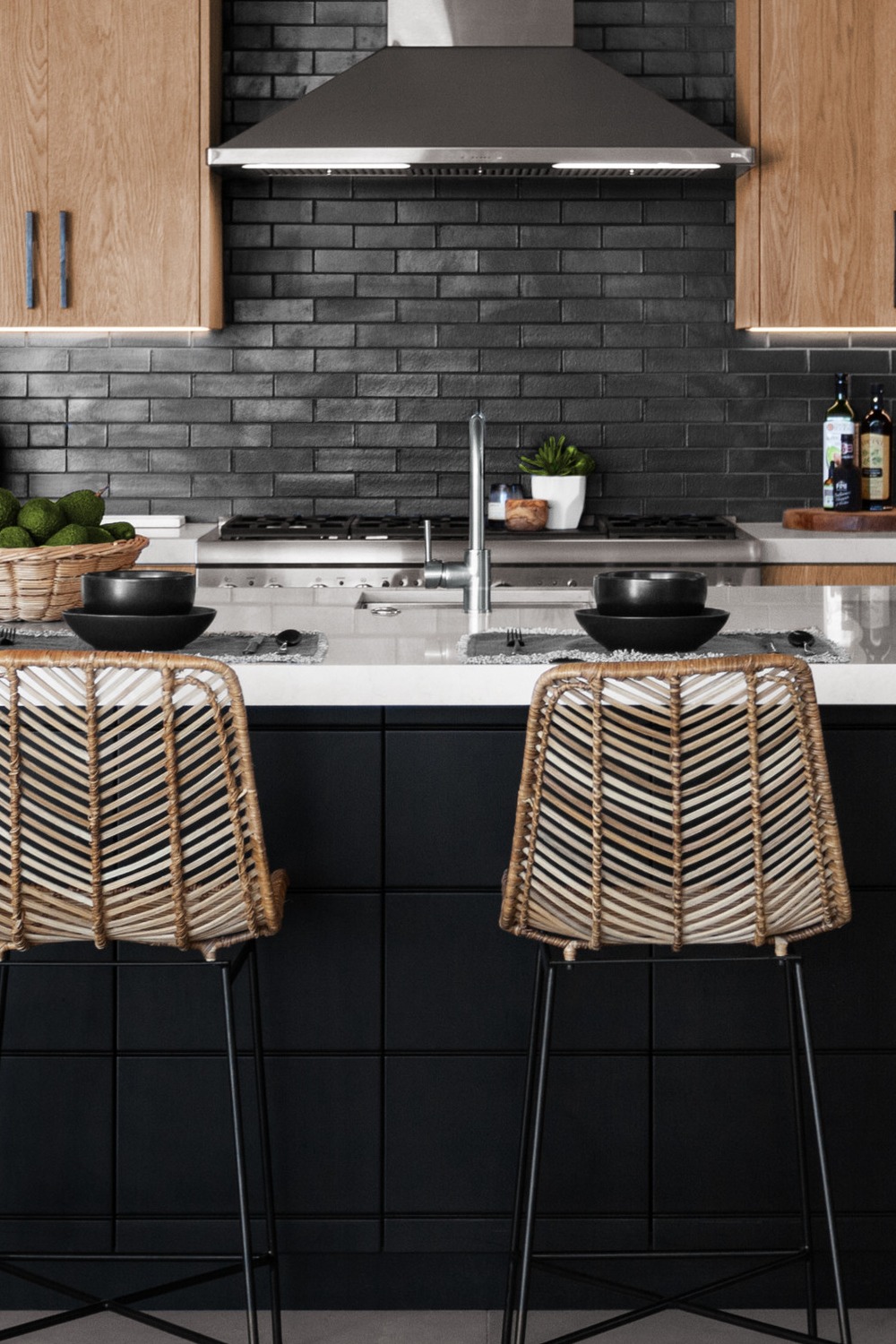 Dark Wood Cabinets Black Backsplash Ideas Black Kitchen Backsplash Dark Shades Modern Kitchen