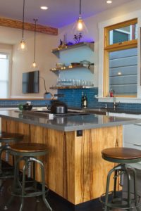 Glass Kitchen Backsplash Tiles Blue Glass Tile Floating Shelves