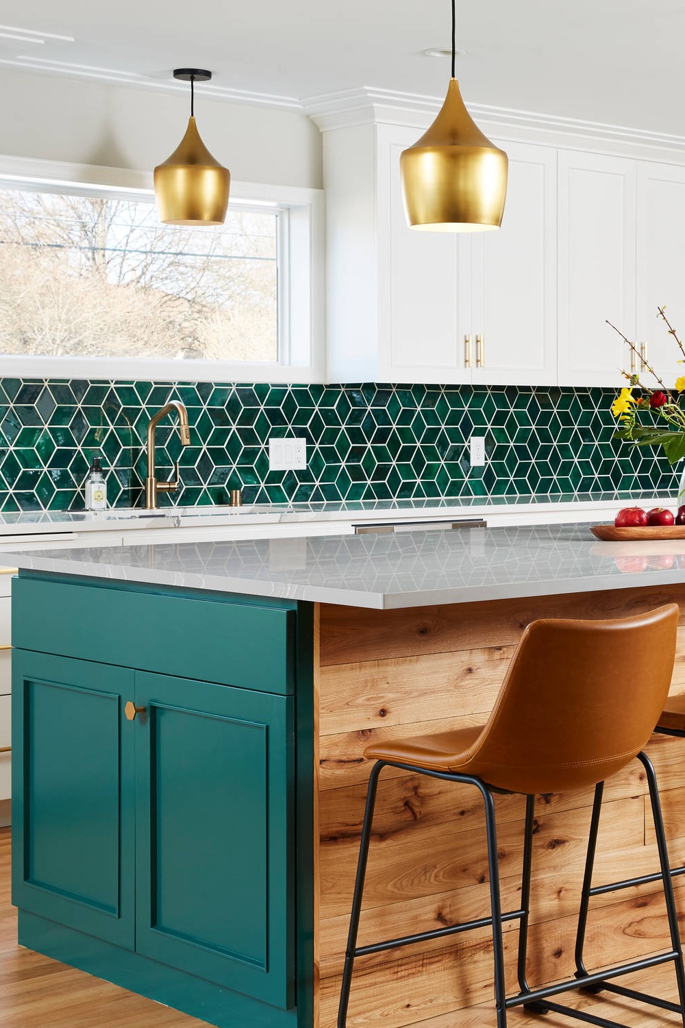 Green Tiles Kitchen Cabinetry Wood Panel Room Style Create Texture Walls Warm