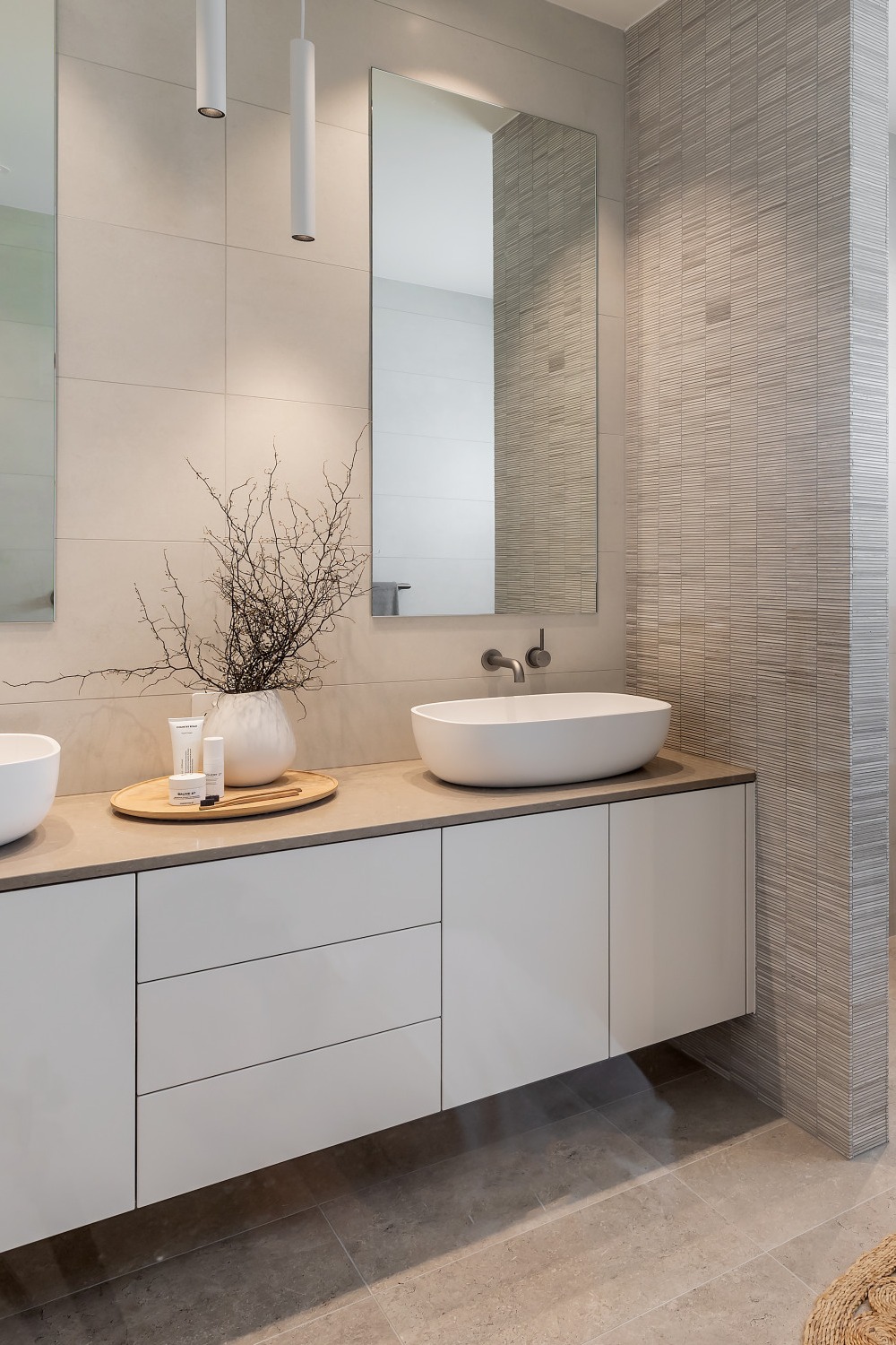 Shower Door Design Minimalist Accents Mirror Stone Sinks