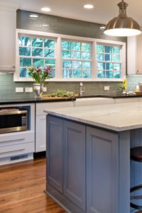 White Cabinets With Gray Backsplash Grey Tiles Farmhouse Sink