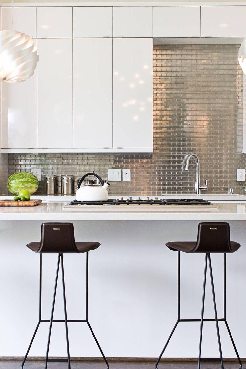 White Kitchen Backsplash Ideas Space Pattern Classic Brass Design Tiles Stainless Steel Hood Full Height
