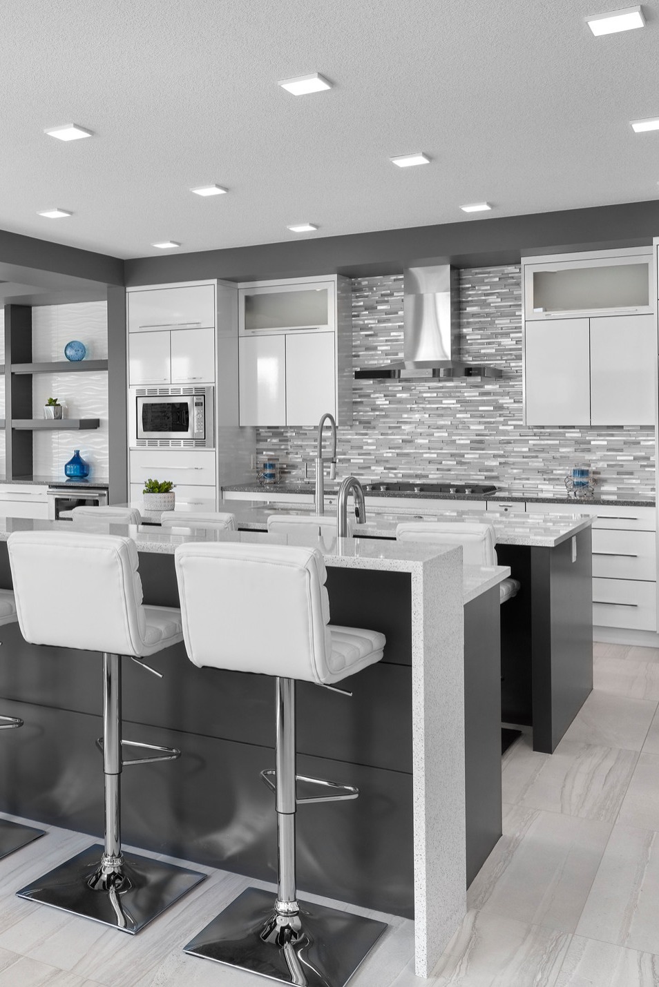 White Kitchen Design White Tile Save Designer Flat Cabinetry Range Walls Sink