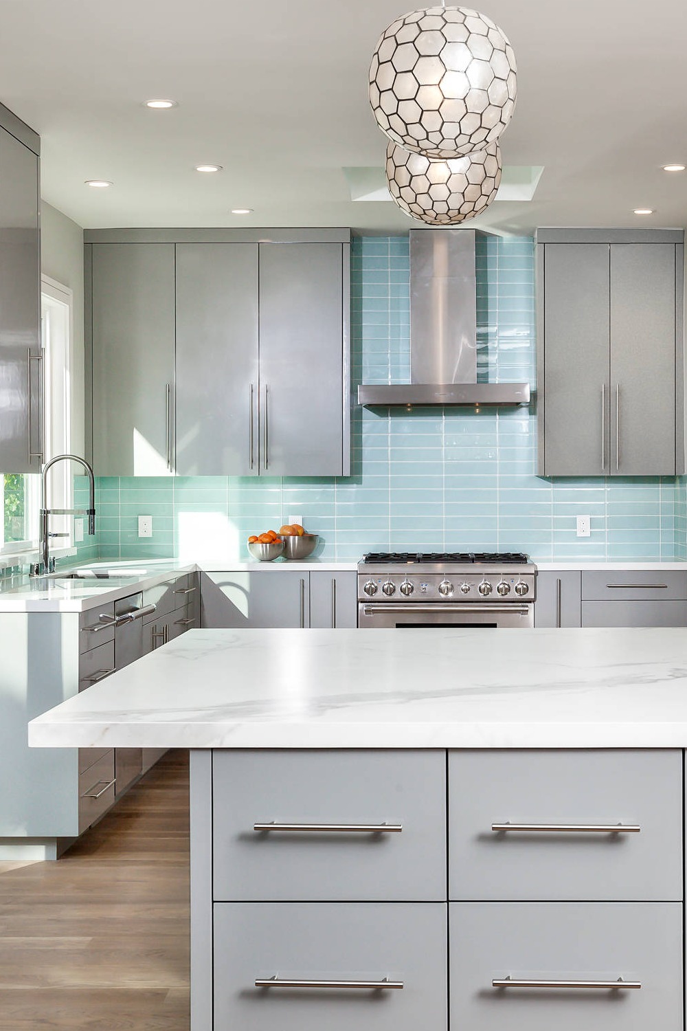 Gray Kitchen Cabinets With White Countertops Gray And White Cabinets Gray Style Kitchen Marble Countertops Blue Backsplash
