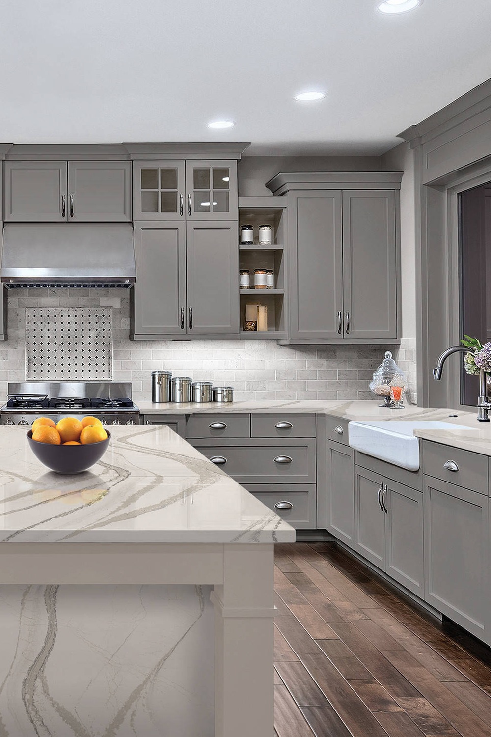 Light Gray Cabinets And White Subway Tile Backsplash Gray And White Kitchen Cabinet Shaker Style White Countertop Base Cabinets