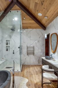 Modern Bathroom Design Ideas Vanity Space Wood Shower Floor Wall Tiles Tile Contemporary Cabinets White Toilet Black