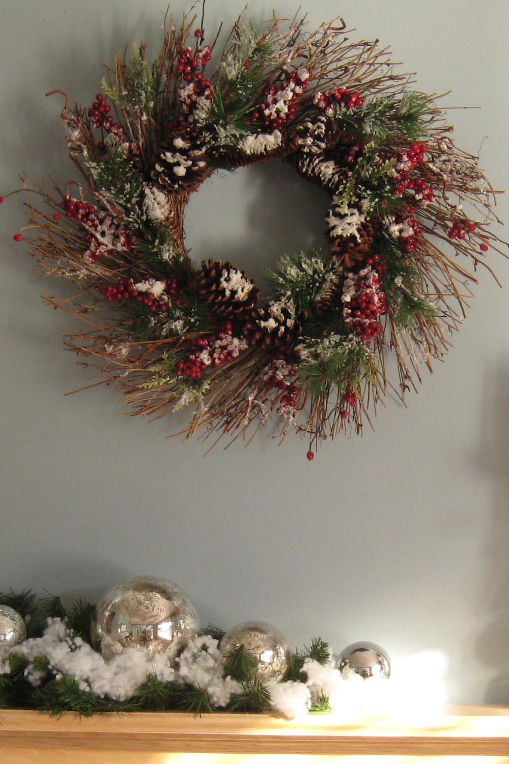 Holiday DIY Christmas Wreaths Greenery Ornaments Hanging Winter Pom Red And White Classic Ornament