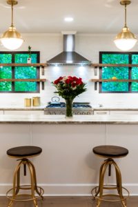 2023 Kitchen Design Trends Space Kitchens Natural Shelves Green Bar Stools Designer