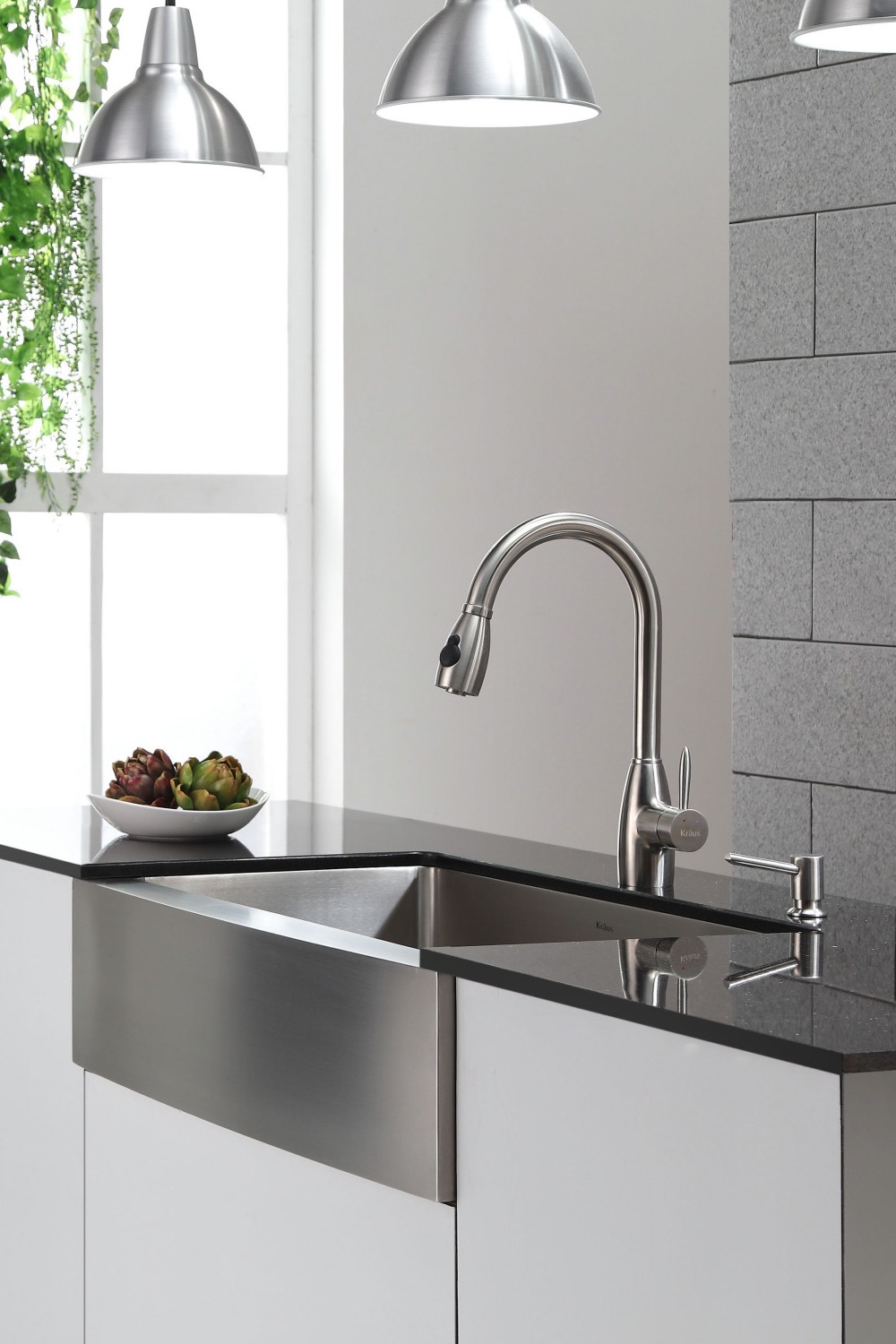 Contemporary Kitchen Sink Faucet Modern Cabinets Gauge Granite Round Material Resistant Space
