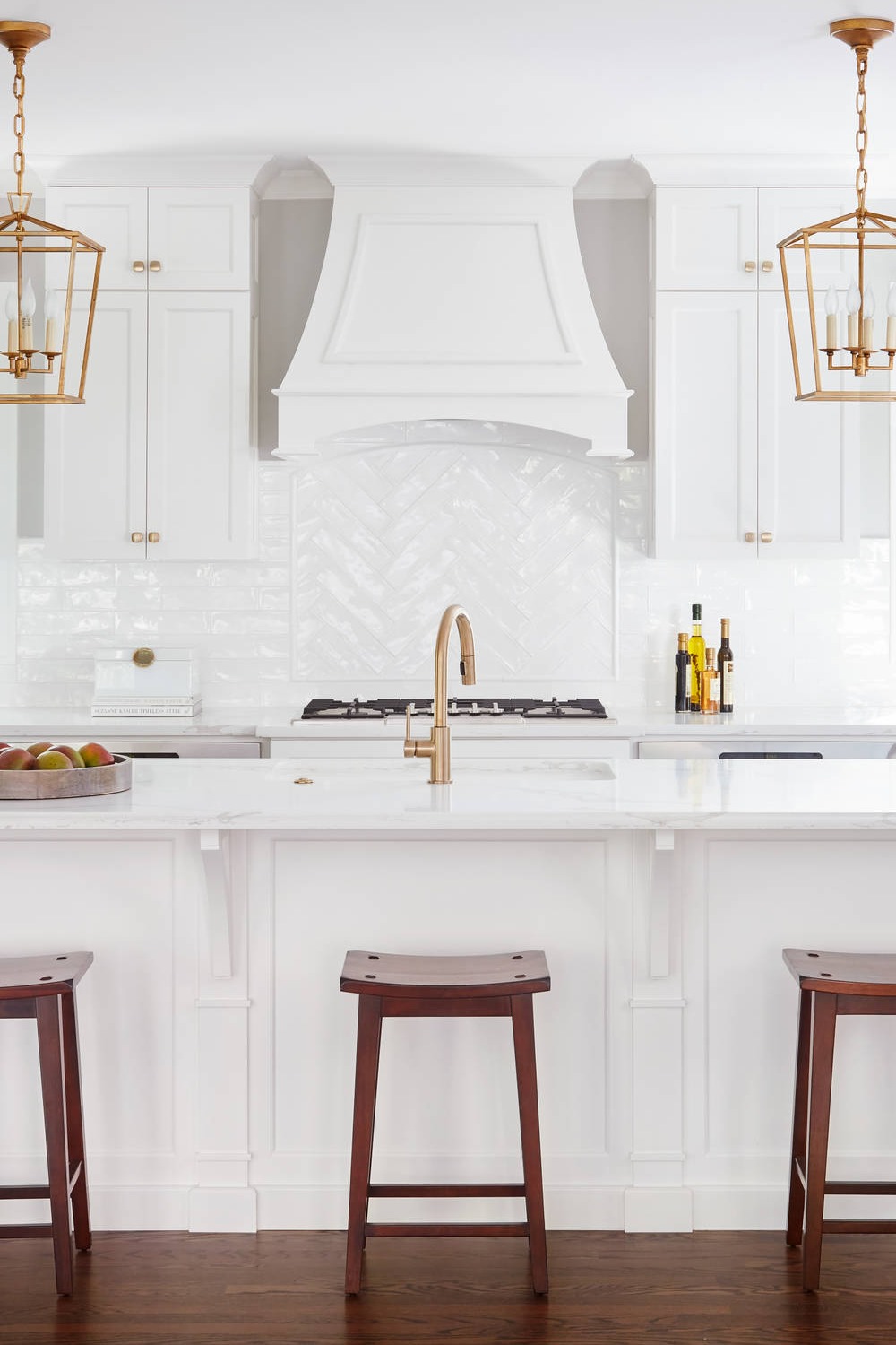 Herringbone Pattern Backsplash Tiles White Kitchen Gray Space