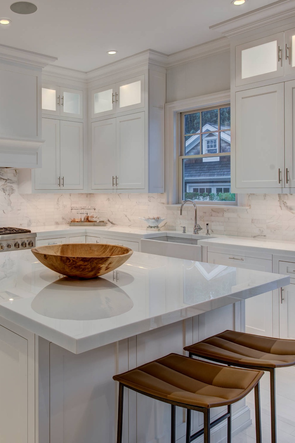 Mitered Edge Countertops Material Granite Countertop White Kitchen