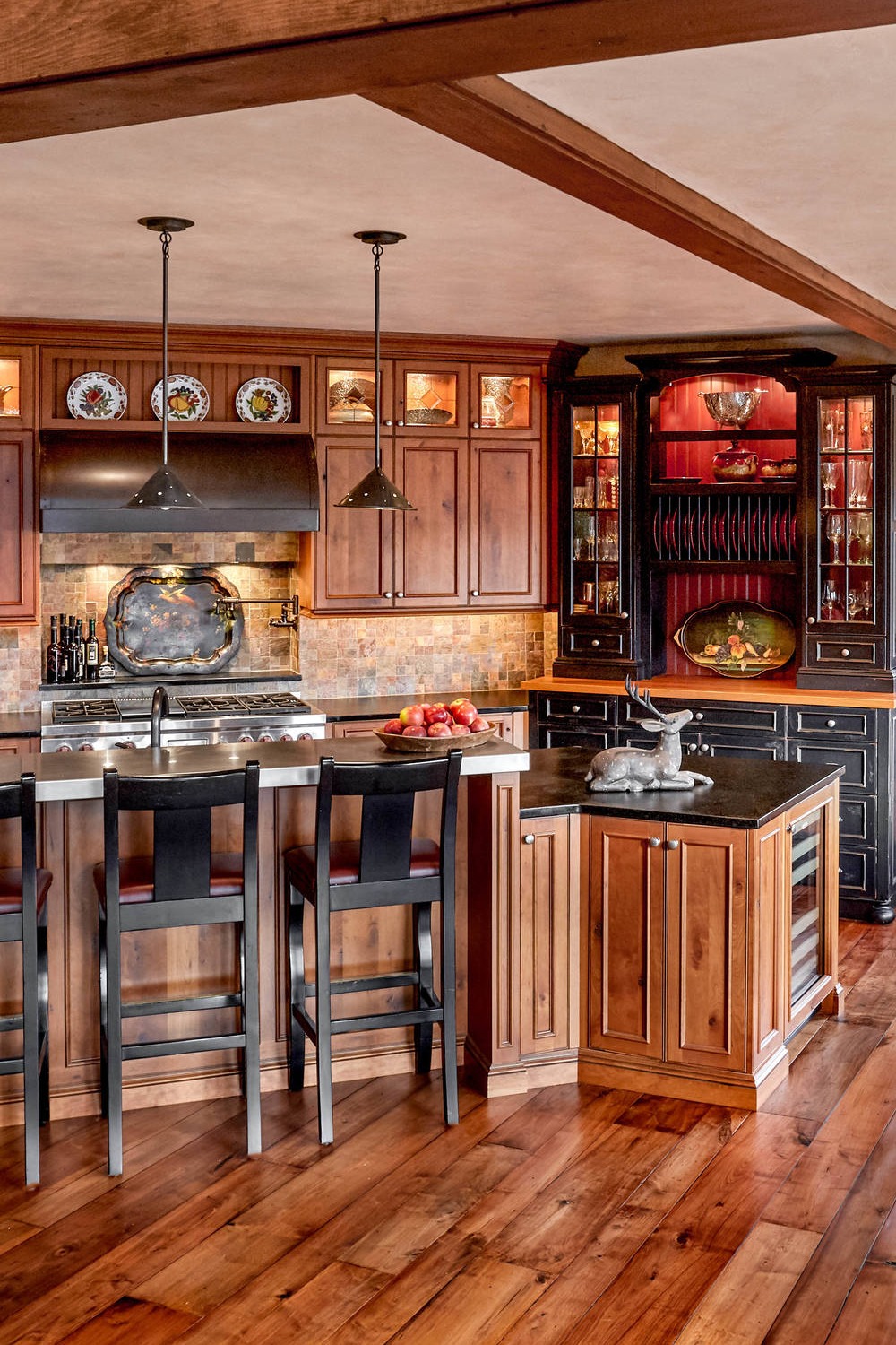 Rustic Kitchens Wood Cabinets Hardwood Floors Stainless Steel Appliances