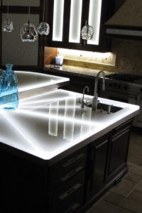 Glass Kitchen Countertops Ideas Draw Attention White Glass Kitchen Countertops Stain Resistant