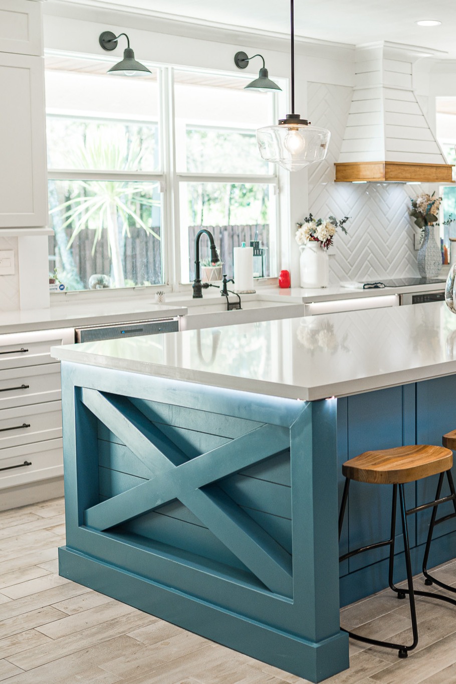 Green Paint DIY Kitchen Island Makeover Cabinets X Design Trim Boards