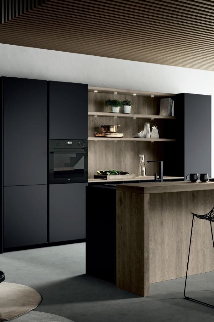 Modern Black Kitchen Cabinet Dark Island Cabinetry Bright Space Wall Sleek Create Light Inspiration