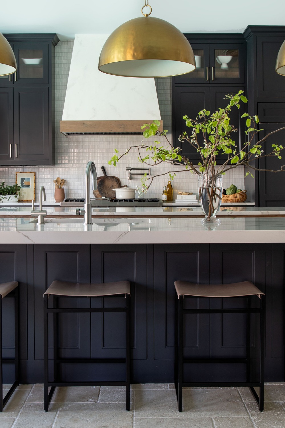 Transitional Black Kitchen Cabinets Black Background Whole Wall Clean Lines Dark Cabinetry Style Create