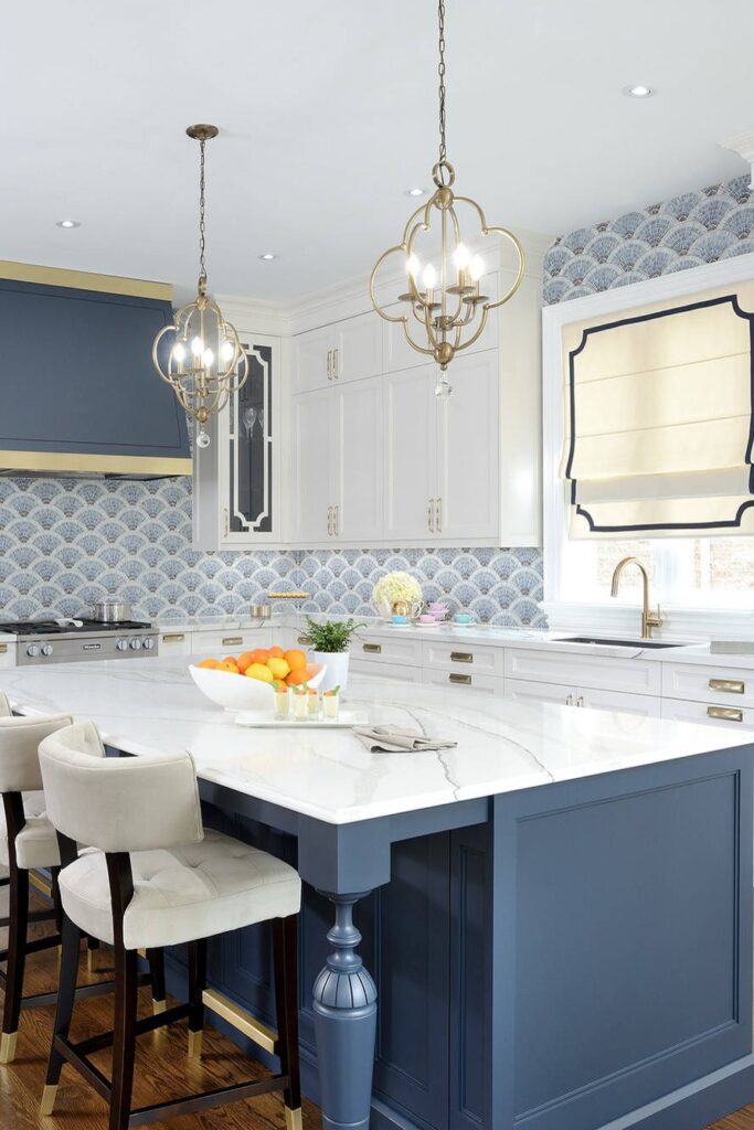 30+ Fresh White Kitchen With Blue Backsplash Ideas | CountertopsNews