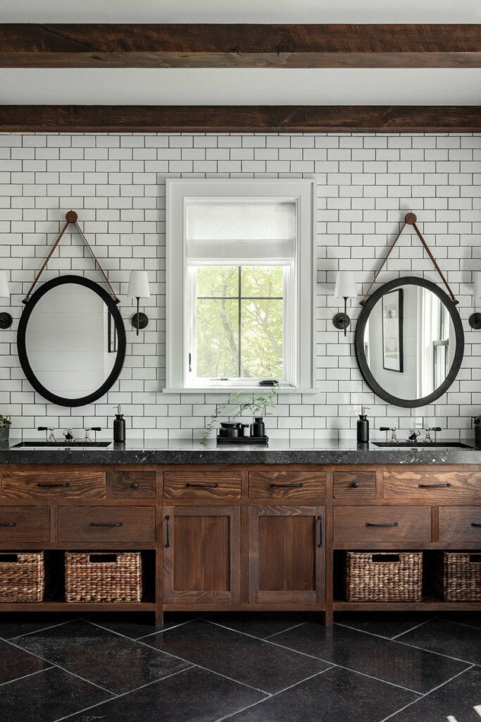 35+ Beautiful Dark Bathroom With White Countertops