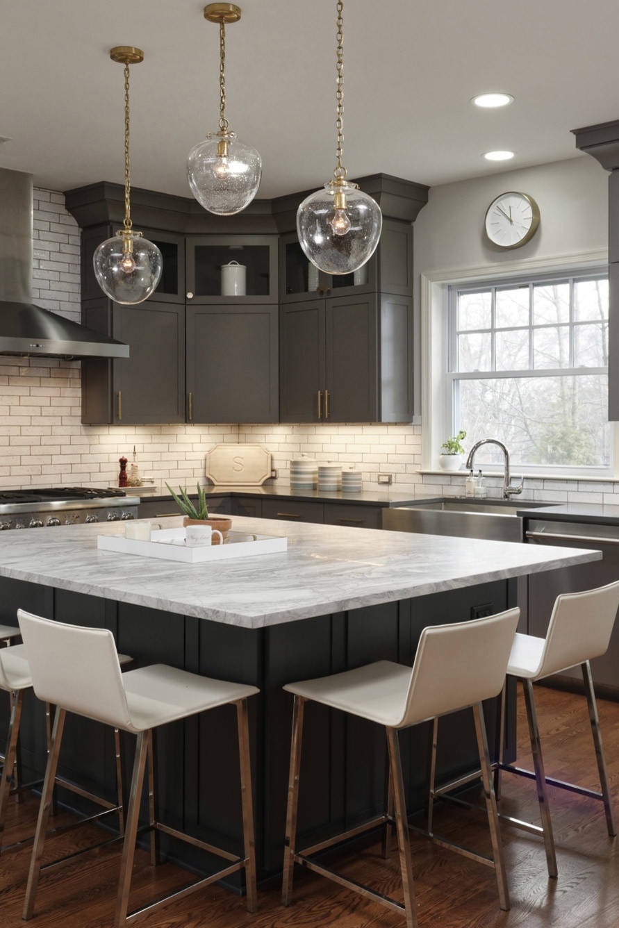 Gray Dark Cabinets Stainless Steel Appliances White Subway Tile Own Kitchen All The Rage