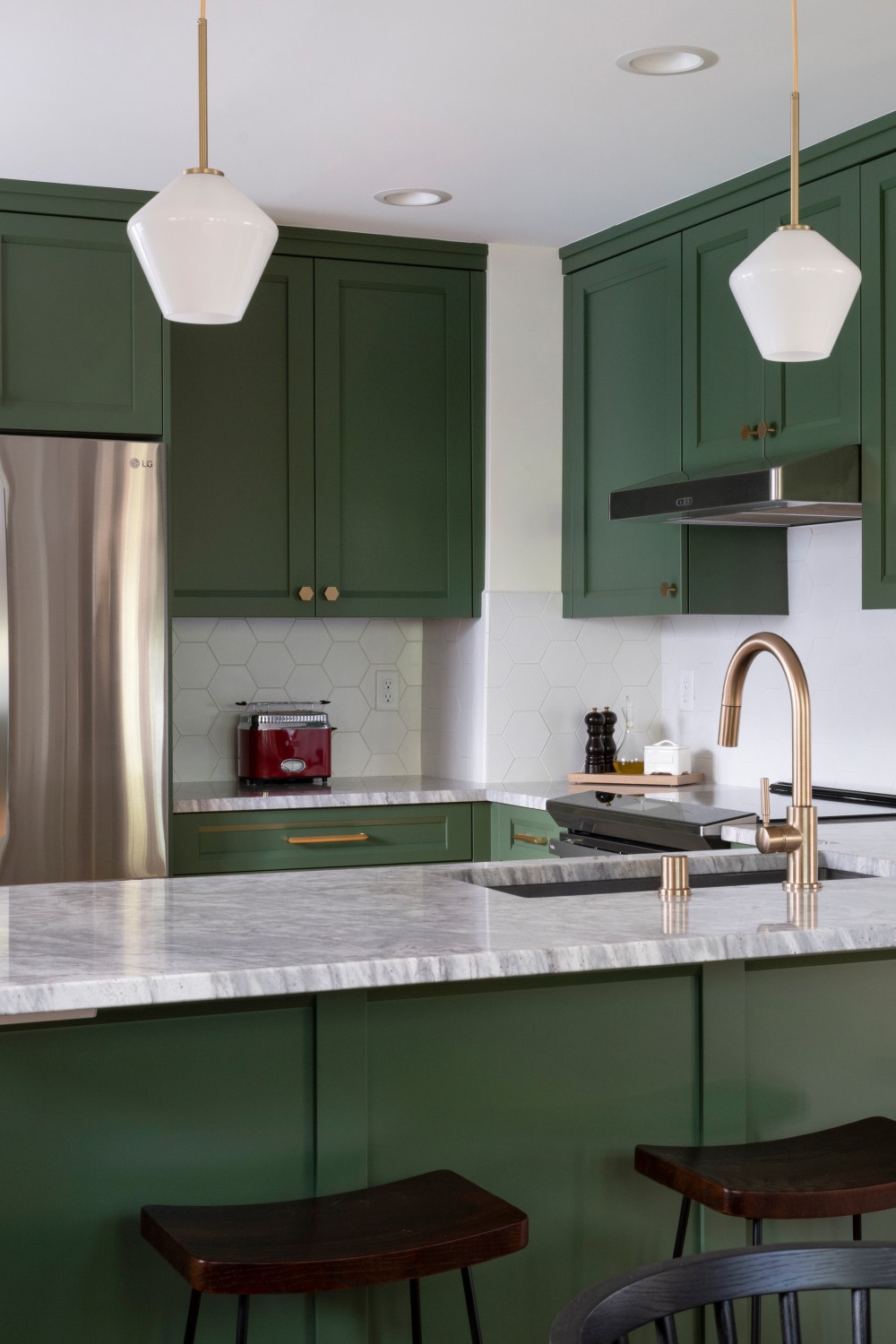 Green Cabinets Light Countertops Backsplash With Dark Cabinets Mosaic Tile Kitchen Backsplash