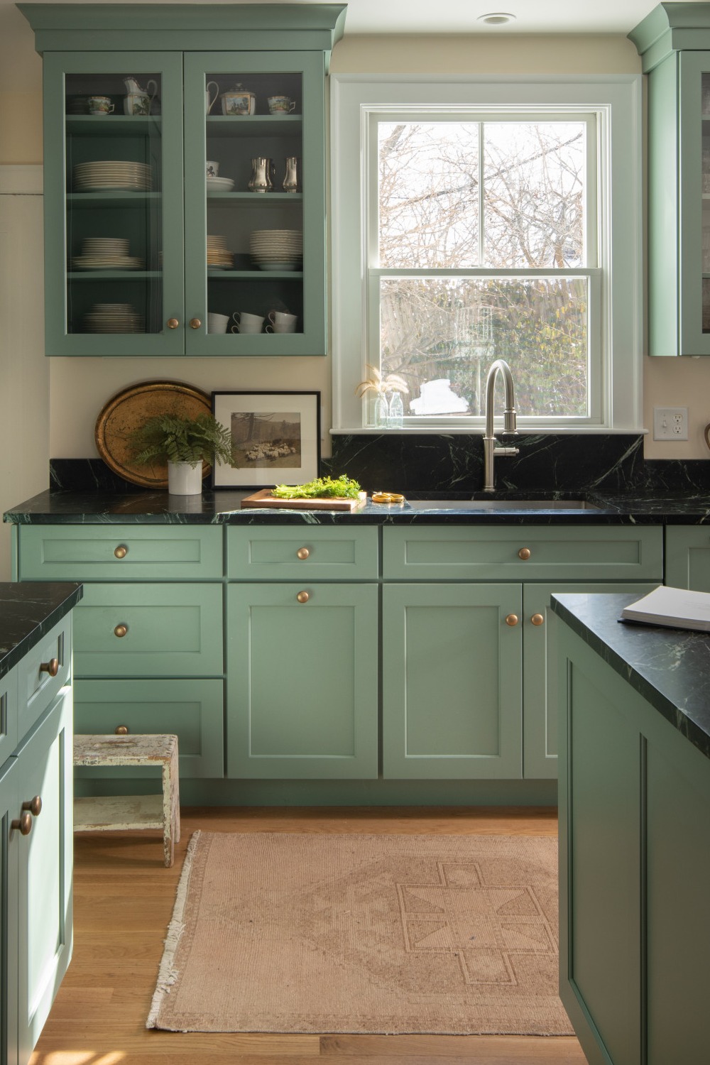 Green Painted Kitchen Cabinet Ideas Paint Cabinetry Dark Walls Traditional Kitchen
