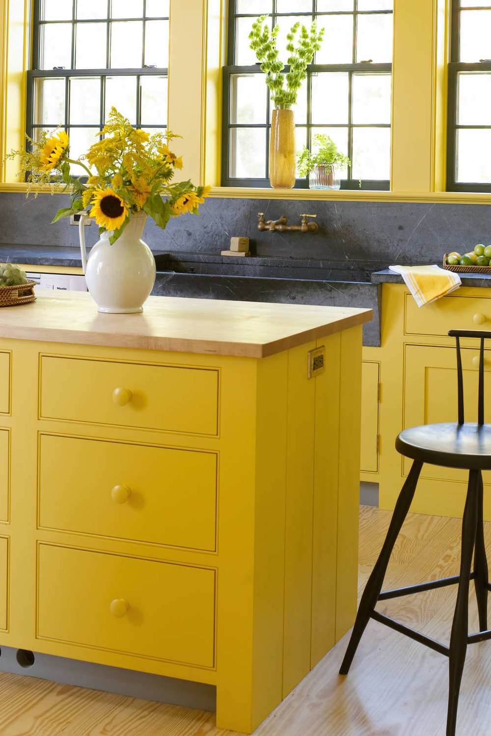 Yellow Painted Kitchen Cabinets Traditional Kitchen Island Cabinet Colors Bright Shades Flooring