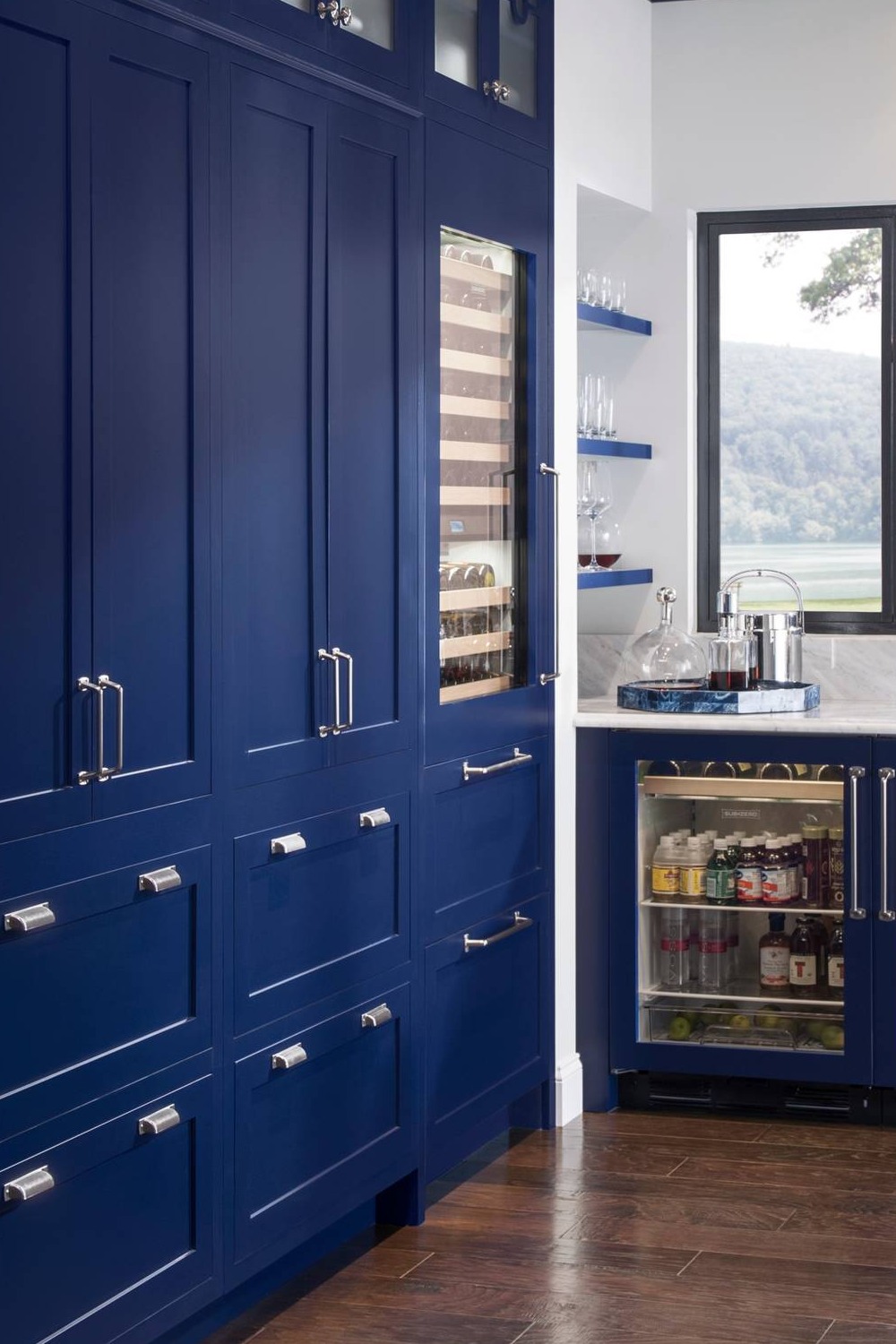 Blue Kitchen Cabinets Sleek Install Money Budget Purchase Narrow Match Quietly Wear
