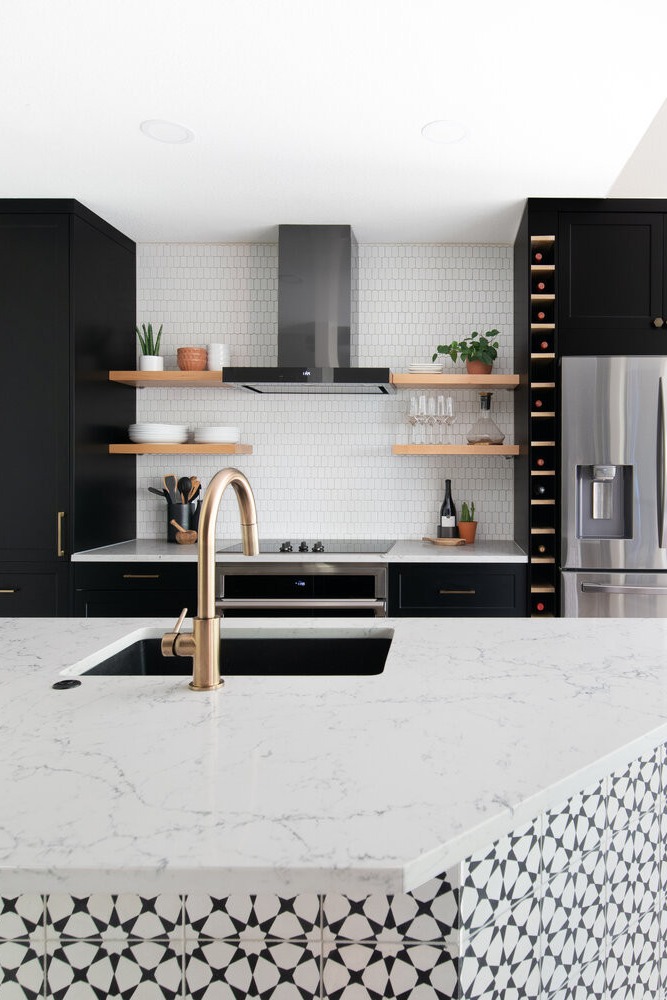 Darker Colors Entire Kitchen Black Countertops Other Elements Black Cabinets And White
