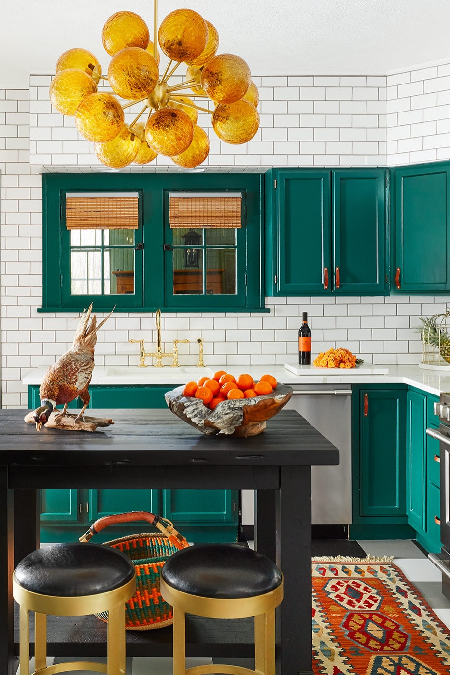 Emerald Green Kitchen Cabinets Undermount Sink White Subway Tiles Perfect Choice Room