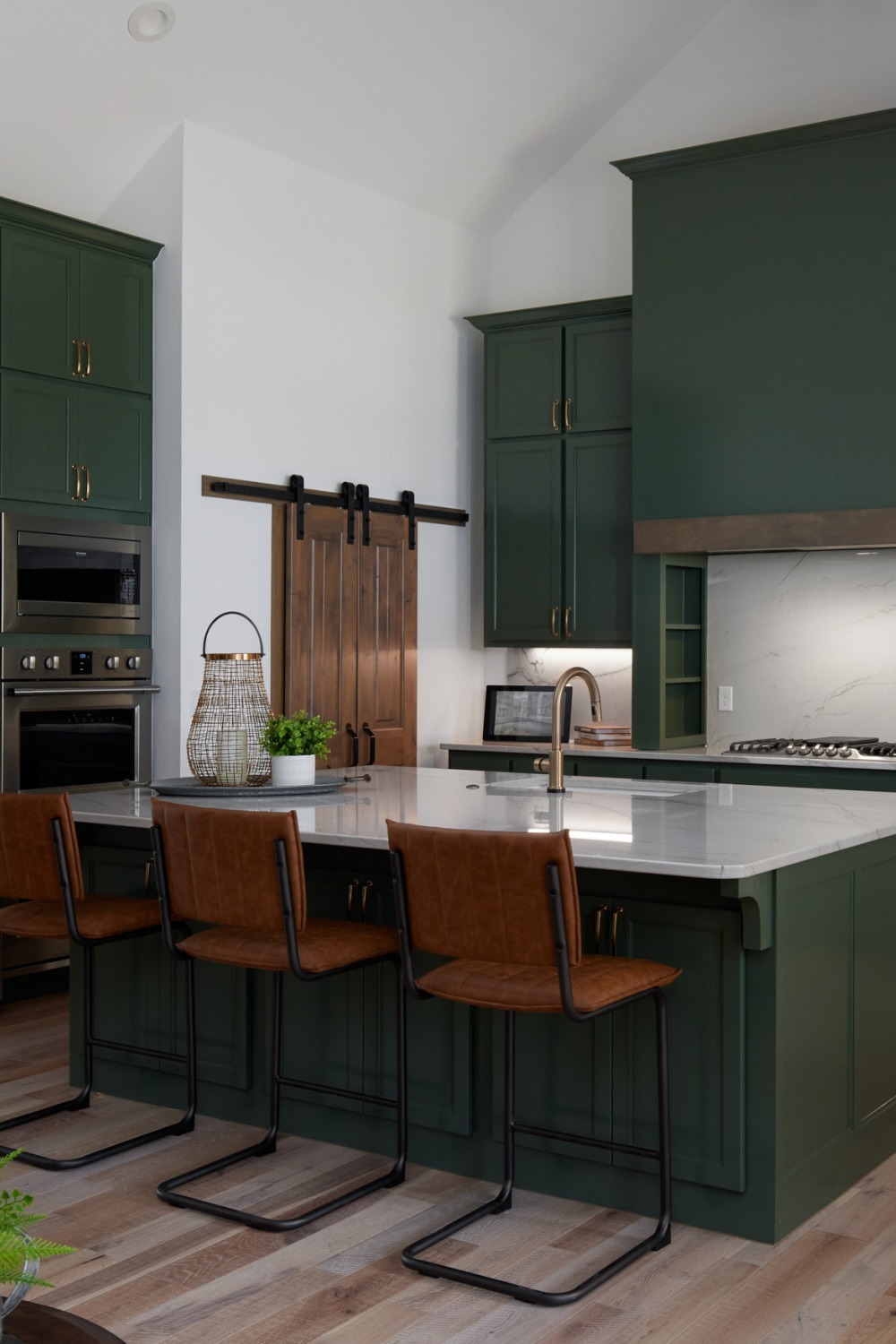Quartz Countertops Sage Green Cabinets Undermount Sink White Backsplash Ideas Light