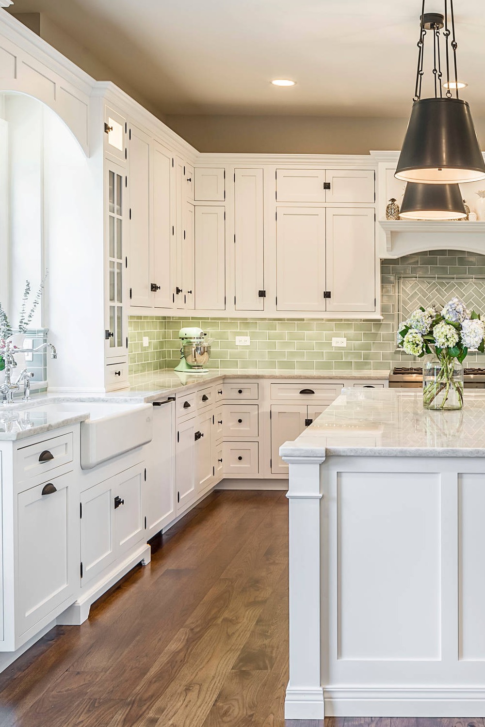 White Cabinets Green Tile Backsplash With White Cabinets Subway Tiles White Grout